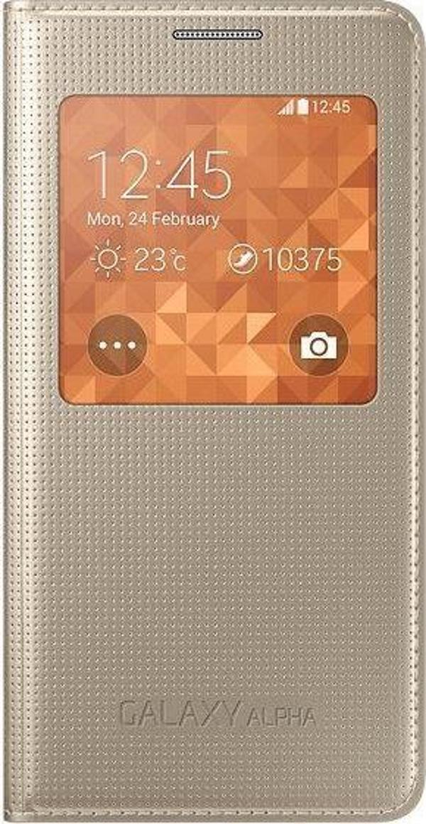 Galaxy Alpha G850 ile Uyumlu S View Kılıf Altın EF-CG850BFEGWW - Image 1