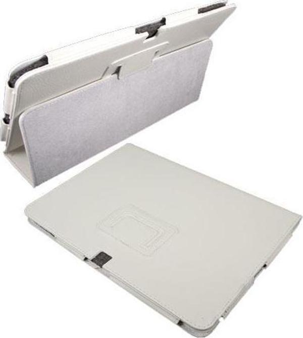Acer Iconia Tab A700 ile Uyumlu Standlı Deri Kılıf Beyaz Renk - Image 1