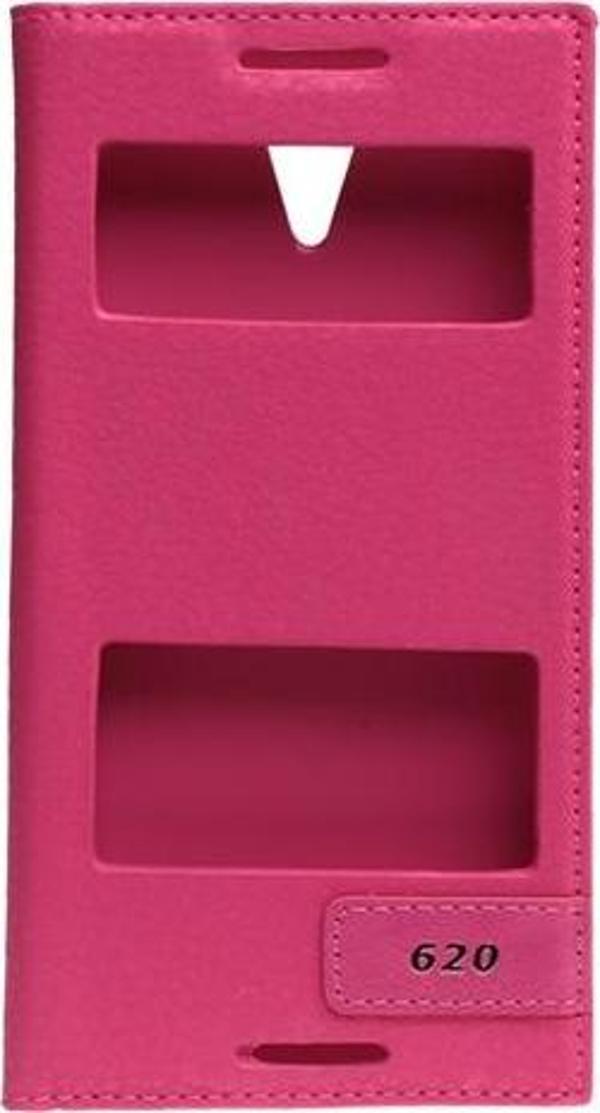 Desire 620 ile Uyumlu Kılıf Pencereli Kapaklı Safir Serisi Pembe - Image 1