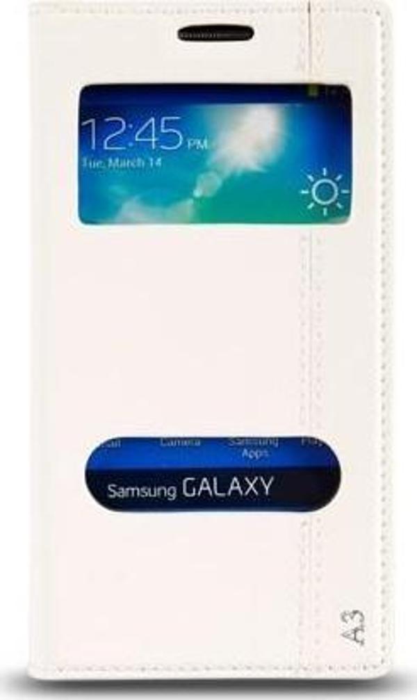 Galaxy A3 (A300) ile Uyumlu Pencereli Magnum Kılıf Beyaz - Image 1