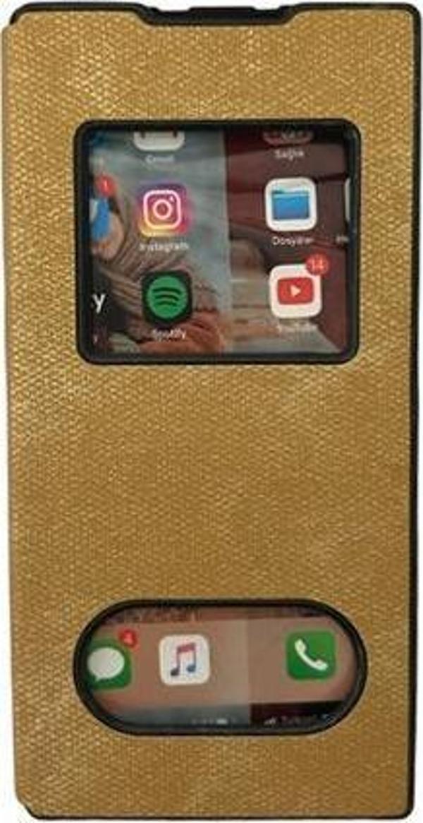 Galaxy Note 10 Plus ile Uyumlu Premium Kapaklı Kılıf Gold - Image 1