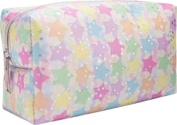 Dijital Sarı Yıldız Desenli Suni Deri Makyaj Çantası 22mk-1606 - Image 1