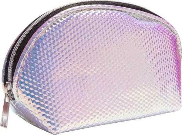 Hologram Gümüş Tırtıklı Kambur Makyaj Çantası - Image 1