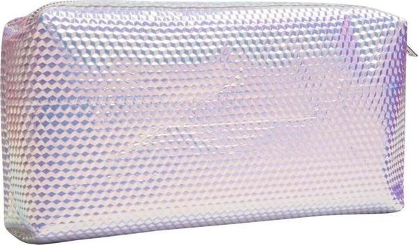 Hologram Gümüş Tırtıklı Kare Makyaj Çantası - Image 1