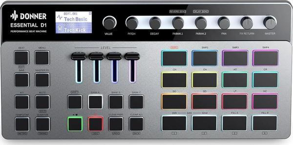 Donner Essential D1 Performance Beat Machine, Step Sequencer&amp; Finger Drum Machine - Image 1