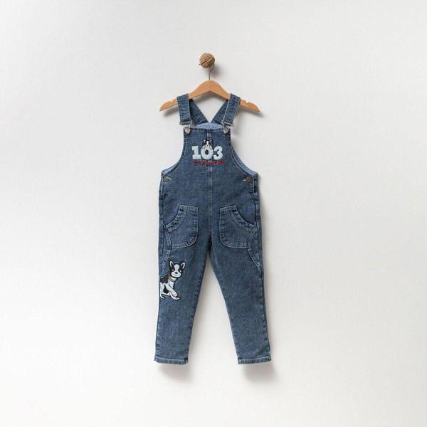 Overdo Erkek Çocuk Nakışlı Kot Salopet - Bahçıvan - Image 1