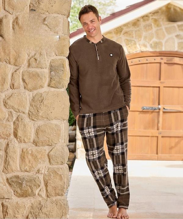Pijamoni Erkek Düğme Yaka Kışlık Polar Pijama Takımı 6100/4 - 1 Adet - Image 1
