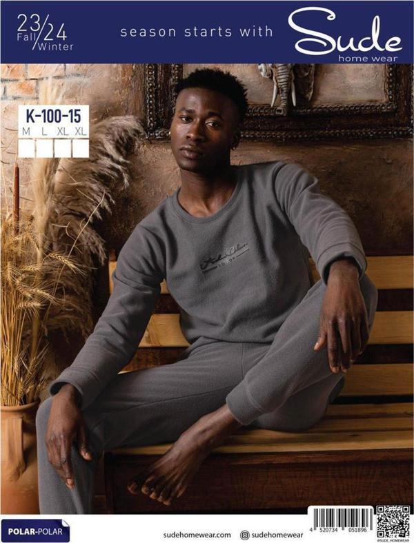 Sude Erkek Kışlık Polar Pijama Takımı K100/15 - 1 Adet Antrasit-2XL - Image 1