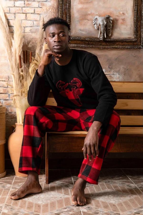 Sude Erkek Kışlık Polar Pijama Takımı A100/11 - 1 Adet Siyah-2XL - Image 1
