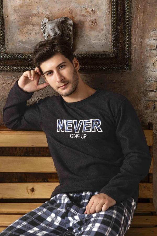 Sude Erkek Kışlık Polar Pijama Takımı A100/34 - 1 Adet Lacivert-XL - Image 1
