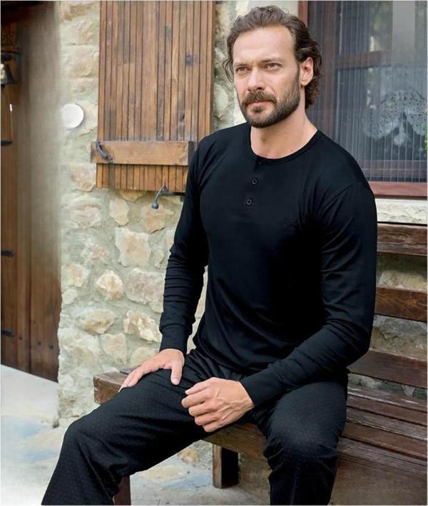 Aydoğan Erkek Modal Uzun Kollu  Pijama Takımı 3483 - 1 Adet Siyah-M - Image 1
