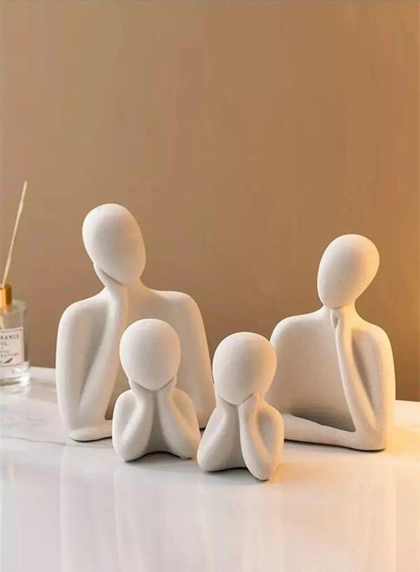 Zenart Dekoratif Obje Biblo Heykel Beton Iki Çocuklu Aile Set - Image 1