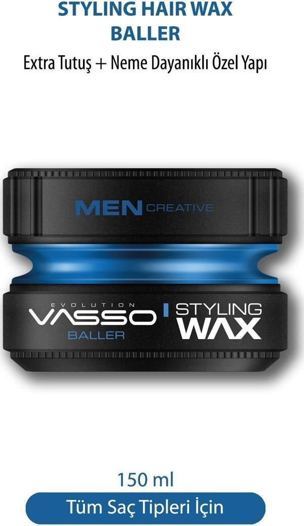 Vasso 24 Saat Tutuş Sağlayan Tüm Saç Tipleri Için Parlak Görünüm Veren Neme Karşı Dayanıklı Wax 150 Ml - Image 1