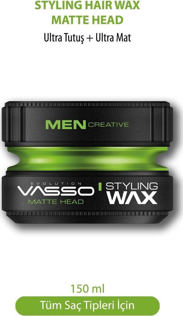 Vasso 24 Saat Ultra Güçlü Sert Tutuş Ve Ultra Mat Görünüm Sağlayan Killi Matte Head Wax 150 Ml - Image 1