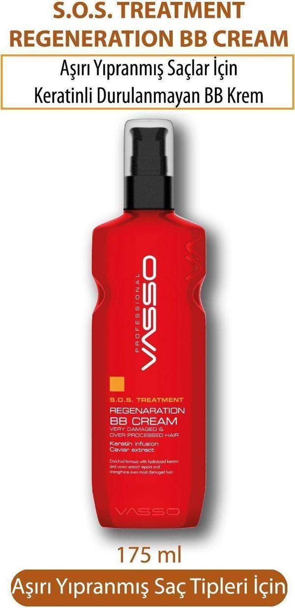 Vasso Aşırı Yıpranmış Saçlar Için Keratinli Durulanmayan Acil Kurtarma Bb Krem 175 Ml - Image 1