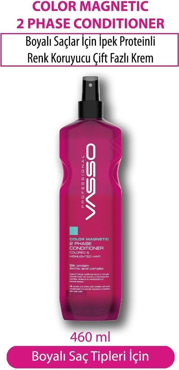 Vasso Boyalı Saçlar Için Ipek Proteinli Çift Fazlı Durulanmayan Parlaklık Veren Sprey Krem 460 Ml - Image 1