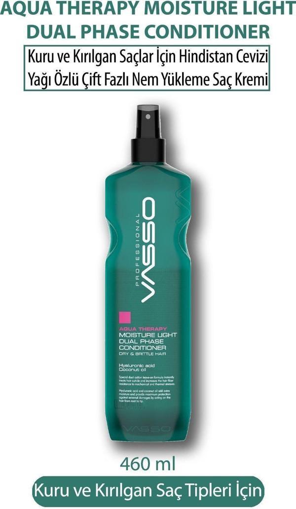 Vasso Hindistan Cevizi Yağı Özlü Nem Yükleme Çift Fazlı Durulanmayan Sprey Krem-Vasso Aqua Therapy 460 Ml - Image 1