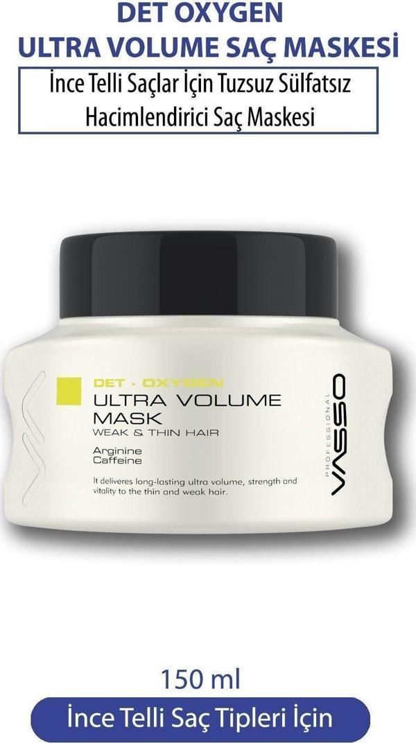 Vasso Ince Telli Ve Zayıf Saçlar Için Tuzsuz Sülfatsız Hacimlendirici Ve Güçlendirici Saç Maskesi 150 Ml - Image 1