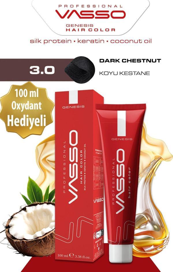 Vasso Kadın Saç Boyası 3.0 Koyu Kestane 100 Ml - Image 1