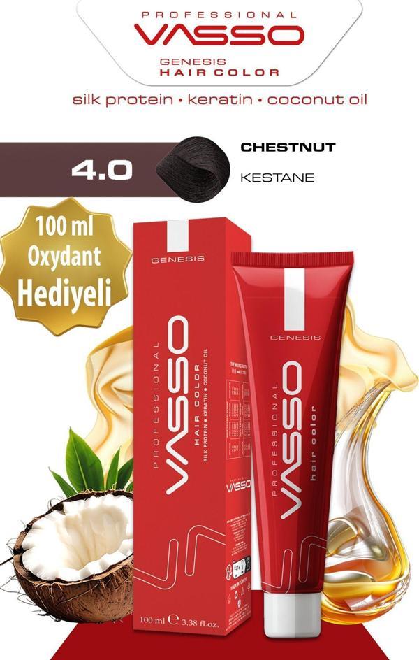 Vasso Kadın Saç Boyası 4.0 Kestane 100 Ml - Image 1