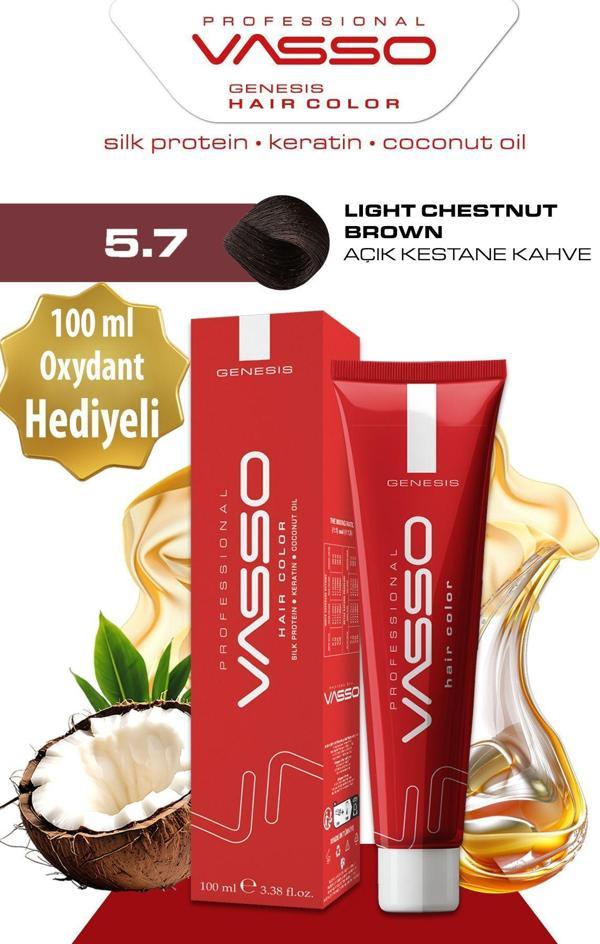 Vasso Kadın Saç Boyası 5.7 Açık Kestane Kahve 100 Ml - Image 1