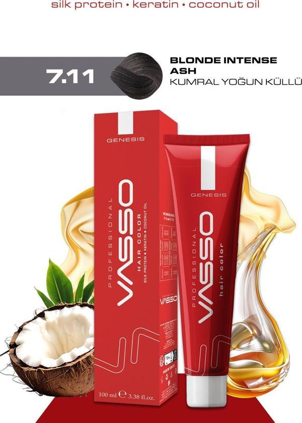 Vasso Kadın Saç Boyası 7.11 Kumral Yoğun Küllü 100 Ml - Image 1