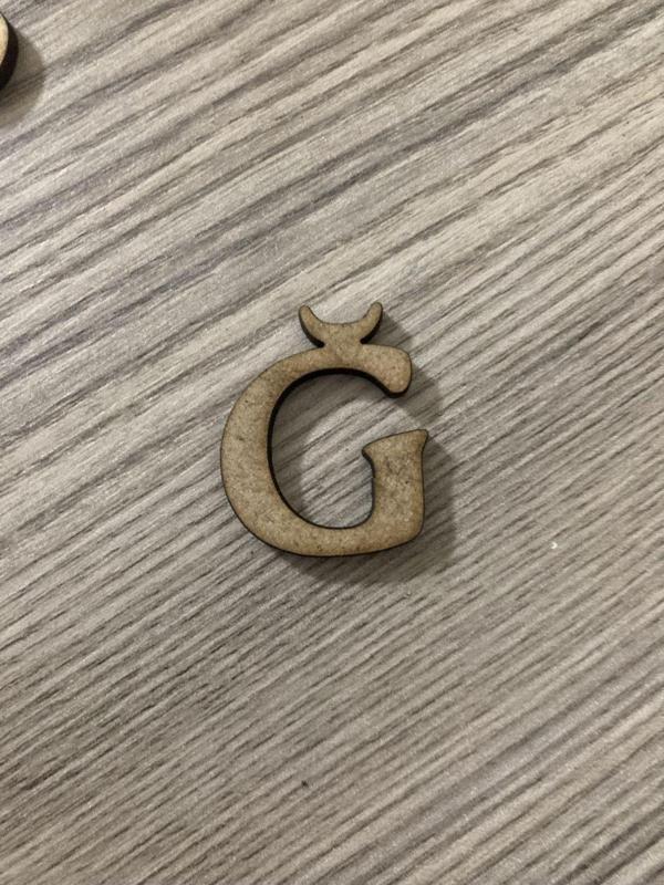Gülüş Lazer Kesim 20 Adet 3 Cm Ham Ahşap Ğ Harfi Ham Renk Ğ - Image 1