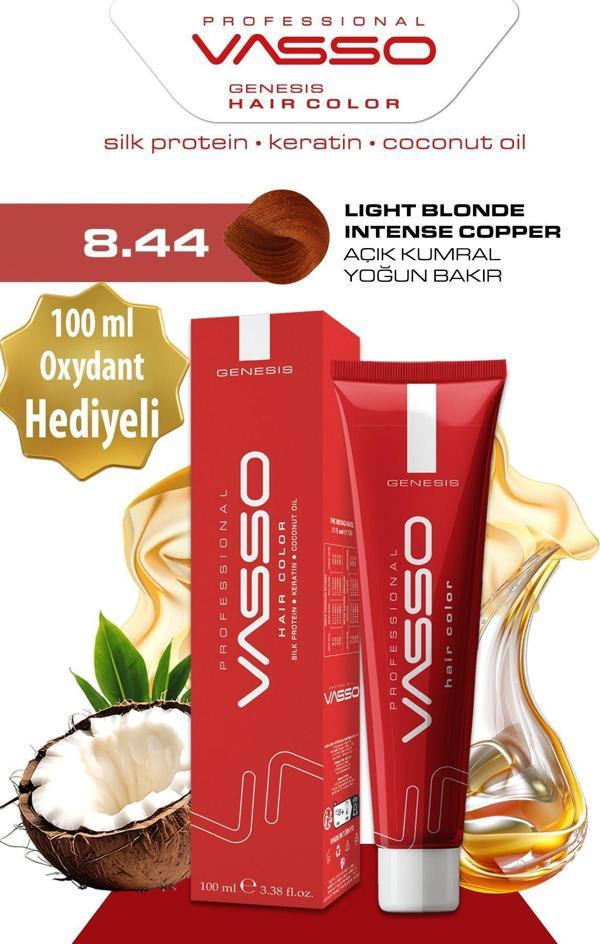 Vasso Kadın Saç Boyası 8.44 Açık Kumral Yoğun Bakır 100 Ml - Image 1