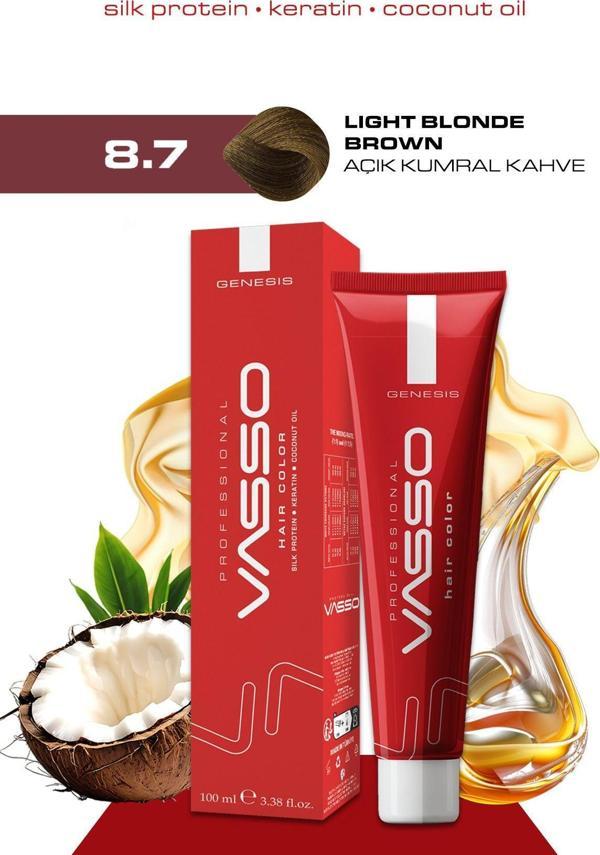 Vasso Kadın Saç Boyası 8.7 Açık Kumral Kahve 100 Ml - Image 1