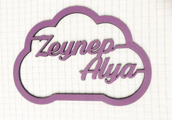 Seyyar Atölye Kişiye Özel Bulut Şeklinde Isimli Kasnak | Makrome Süslenebilir - Image 1