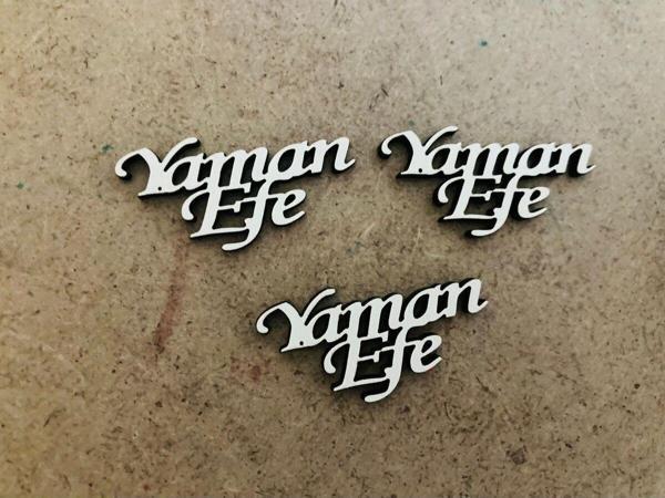 Gülüş Lazer Kesim 25 Adet Krem Renk Ahşap 4X2 Cm Küçük İsim - Image 1