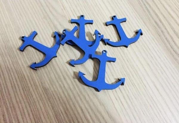 Gülüş Lazer Kesim 25 Adet Mavi Ahşap Gemi Çapası Yazısız 5 Cm Ebat - Image 1
