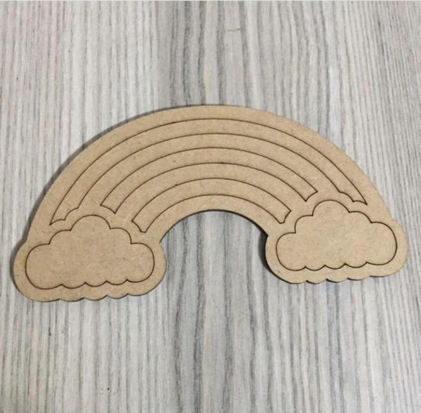 Gülüş Lazer Kesim 5 Adet 12 Cm Ebatlı Ham Ahşap Boyanabilir Gökkuşağı - Image 1