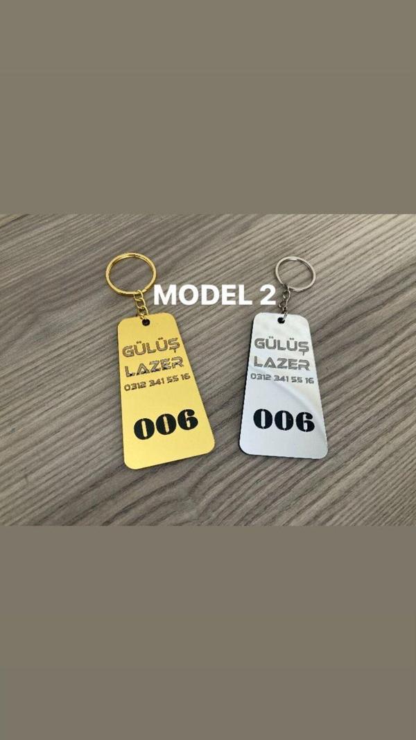 Gülüş Lazer Kesim 5 Adet Otel Anahtarlık Tabanı Kalın Siyah Ahşap Üst Kısmı Gold Yada Gümüşpleksi Pansiyon Anahtarlık - Image 1