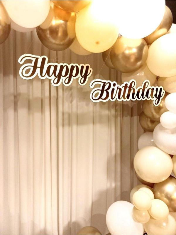 Seyyar Atölye Beyaz Zemin Gold Pleksi Happy Birthday Yazısı - Image 1