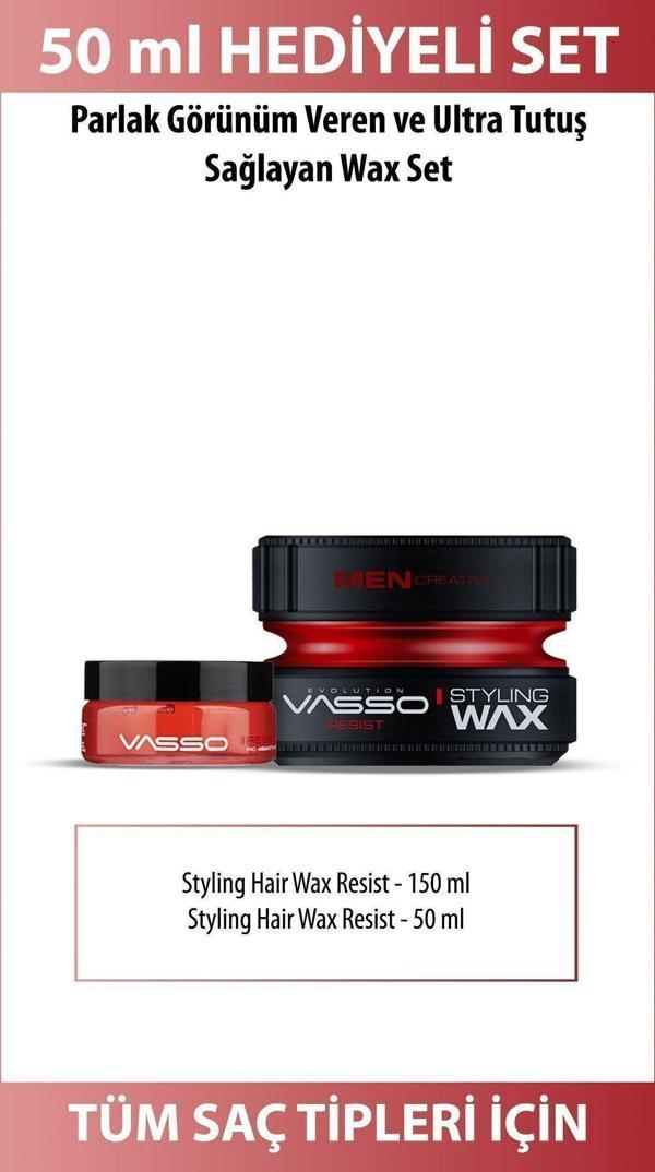 Vasso Kısa Saçlar Için 24 Saat Ultra Tutuş Ve Parlaklık Veren Wax (Çanta Boy Hediyeli) -Resist - Image 1