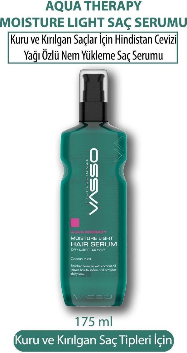 Vasso Kuru Ve Kırılgan Saçlar Için Hindistan Cevizi Yağı Özlü Nem Yükleme Serumu Aqua Therapy 175 Ml - Image 1