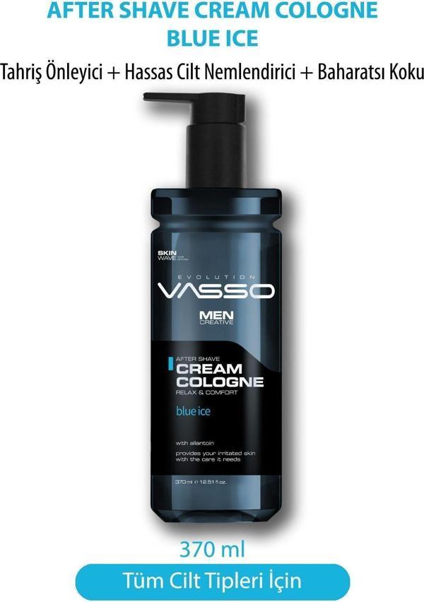 Vasso Tıraş Sonrası Tahrişi Önleyici Krem Kolonya (Balsam) Blue Ice 370 Ml - Image 1