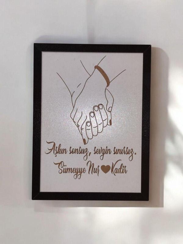 Fikart Kişiye Özel Ahşap Tablo – İsimli Ve Sevgi Sözlü Mdf Çerçeveli Dekoratif Duvar Tablosu (20X15 Cm) - Image 1
