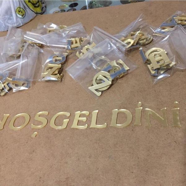 Gülüş Lazer Kesim 1 Set Gold Pleksi Hoşgeldiniz Harfleri 3 Cm Harfler - Image 1