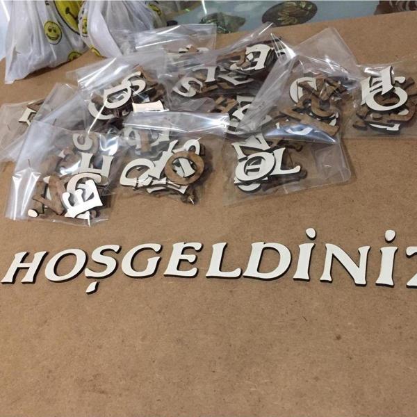 Gülüş Lazer Kesim 1 Set Krem Ahşap Hoşgeldiniz Harfleri - Image 1