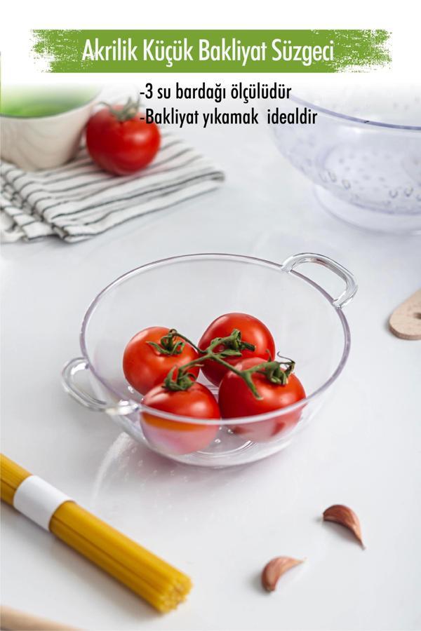 Akrilik Şeffaf Mini Pirinç Süzgeçi & Bakliyat Süzgeçi (3 Su Bardağı Ölçülü) - Image 1