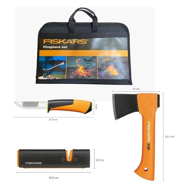 Fiskars Fireplace Set Parçalama Baltası Xxs-X5 + Bileyicili Ağır İş Bıçağı + Balta ve Bıçak Bileyici - Image 1