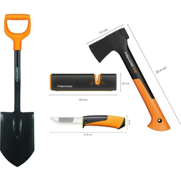 Fiskars Solid Kürek + Xs-X7 Balta + Ağır İş Bıçağı + Balta ve Bıçak Bileyici - Image 1