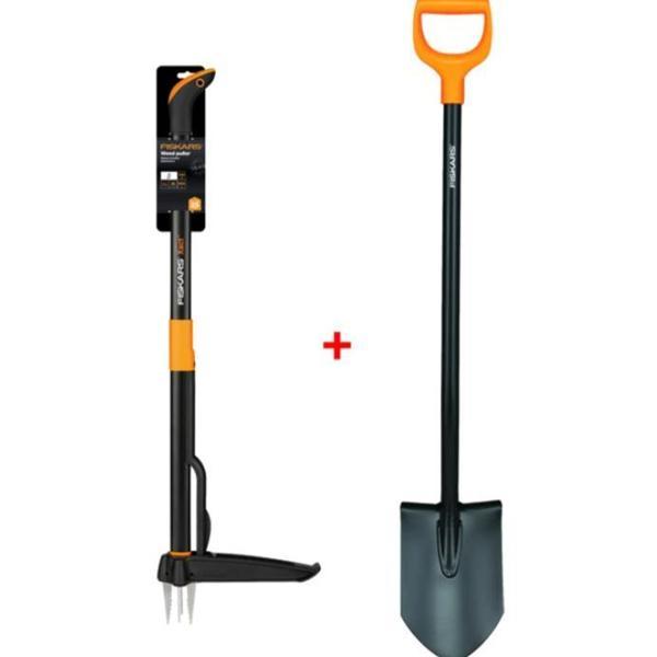 Fiskars Yabani Ot Sökücü + Solid Sivri Uçlu Bahçe Küreği - Image 1