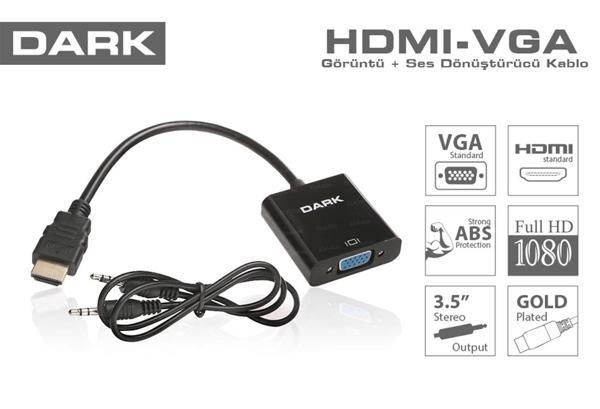Dark DK HD AHDMIXVGA HDMI TO VGA ve SES Aktif Dijital-Analog Dönüştürücüsü - Image 1