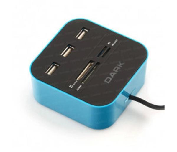 Dark UCR202 USB MicroSD-SD-MMC-M2-MS PRO DUO Kart Okuyuculu USB Çoklayıcı (Mavi) - Image 1