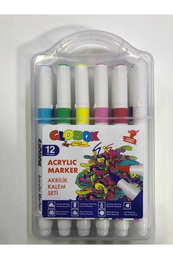 12 RENK AKRİLİK KALEM SETİ PLASTİK KUTULU - Image 1