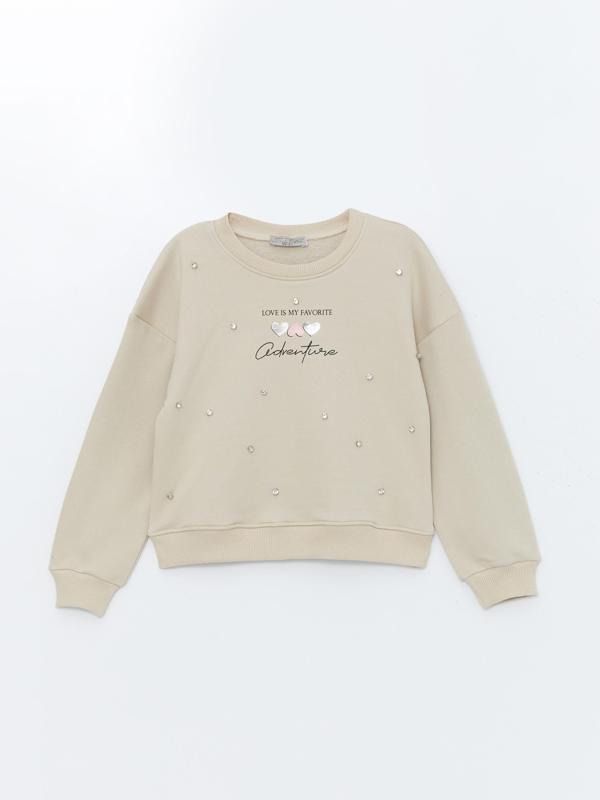 Kız Çocuk Taş Detaylı Sweatshirt - Image 1