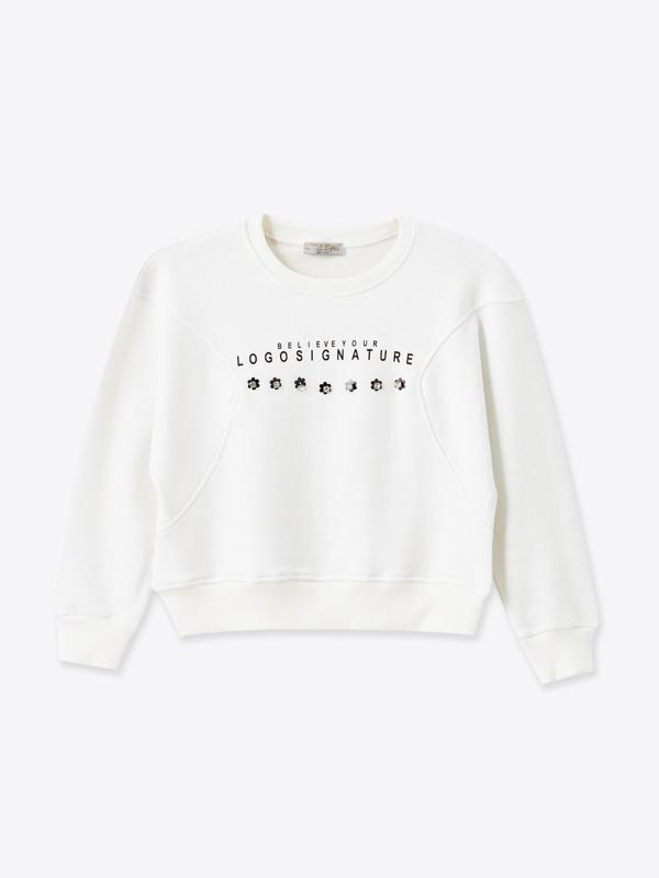 Kız Çocuk Papatya Taşlı Sweatshirt - Image 1